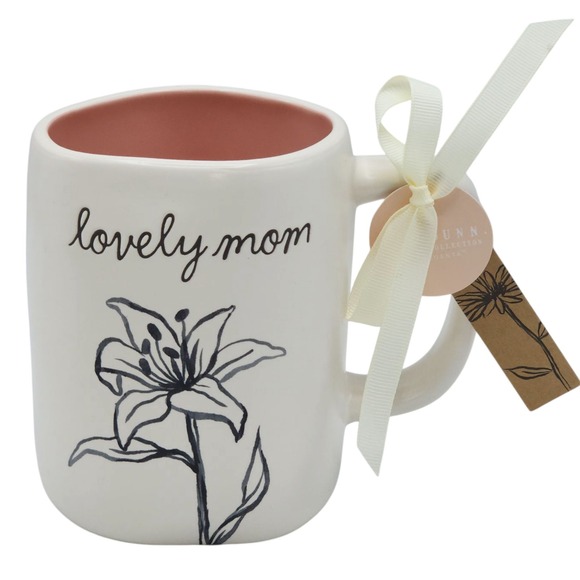 Rae Dunn Love Mom Flower Embossed Coffee Mug 16oz White And Pink - Picture 5 of 5